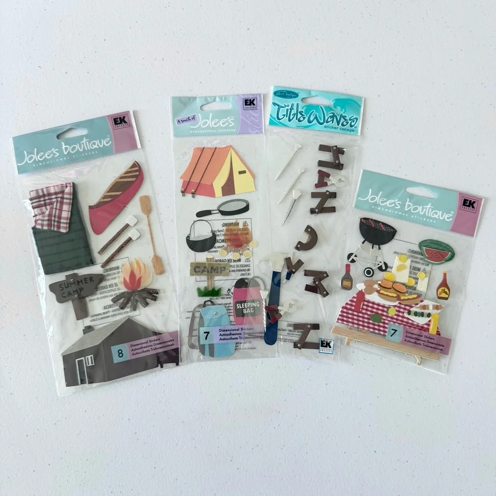 Lot of NIP Jolees Scrapbook Camping + Handyman Themed Stickers